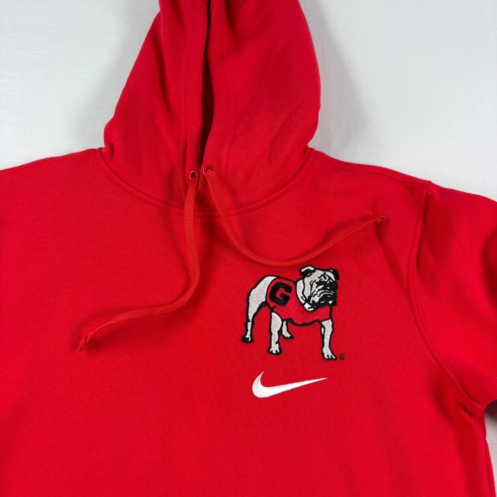 Georgia Bulldogs Hoodie Mens Small Red Nike Pullover Big Logo Sweatshirt NCAA - Picture 3 of 10
